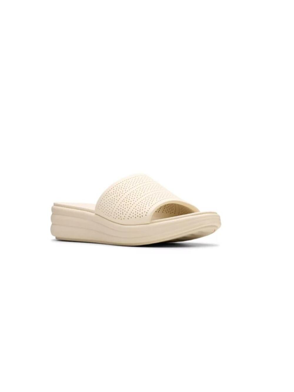 Clarks Women's Cloudsteppers Drift Twist Slip-On Flat Sandals Cream Size 5